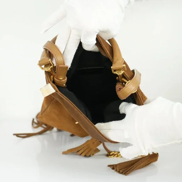 Saint Laurent Brown Suede Fringe Crossbody Bag - Picture 7 of 8